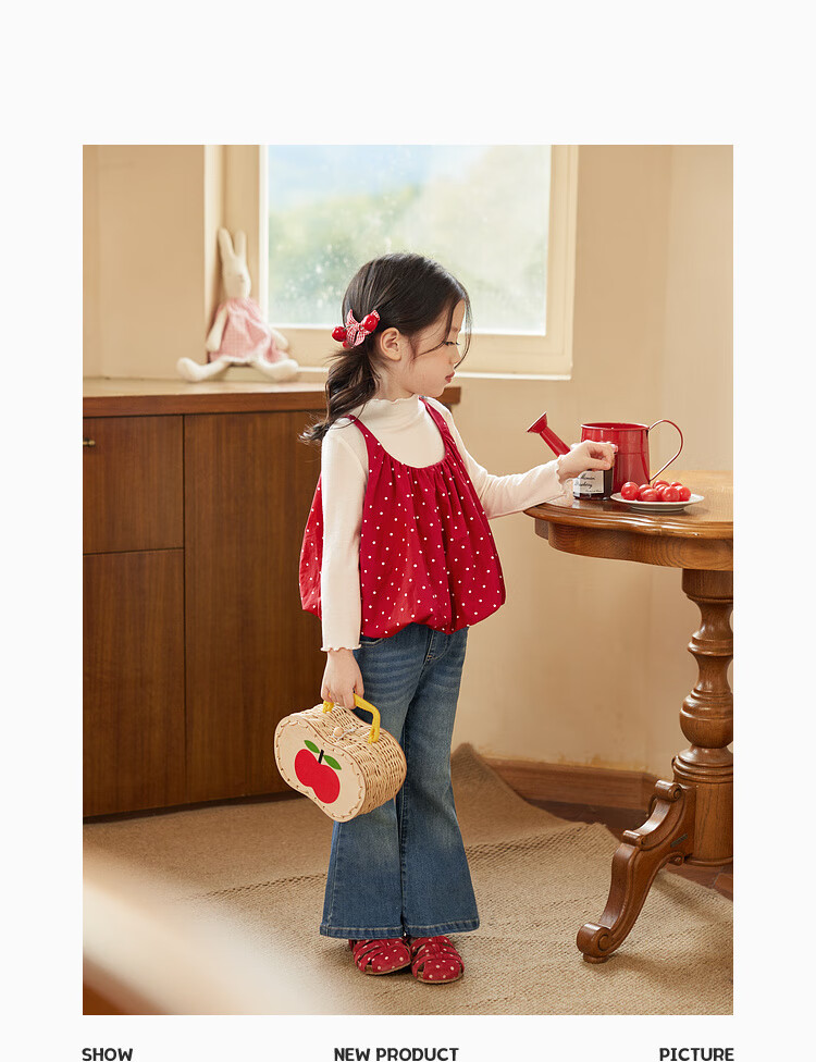 LUSON Little O Baby Kids Autumn Outfit Girls Polka Dot 2025 New Super Cute Flower Bud Vest Set 15